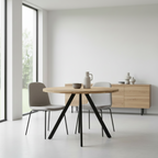 Ronde eettafel van massief mango hout en staal 110 cm - bruin