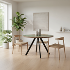 Ronde eettafel van massief mango hout en staal 110 cm - bruin