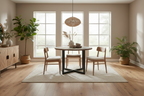 Design ronde eettafel van massief mango hout en metaal 110 cm - bruin en zwart