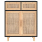 Dressoir 60X30X75 Cm Massief Grenen Hout En Rattan