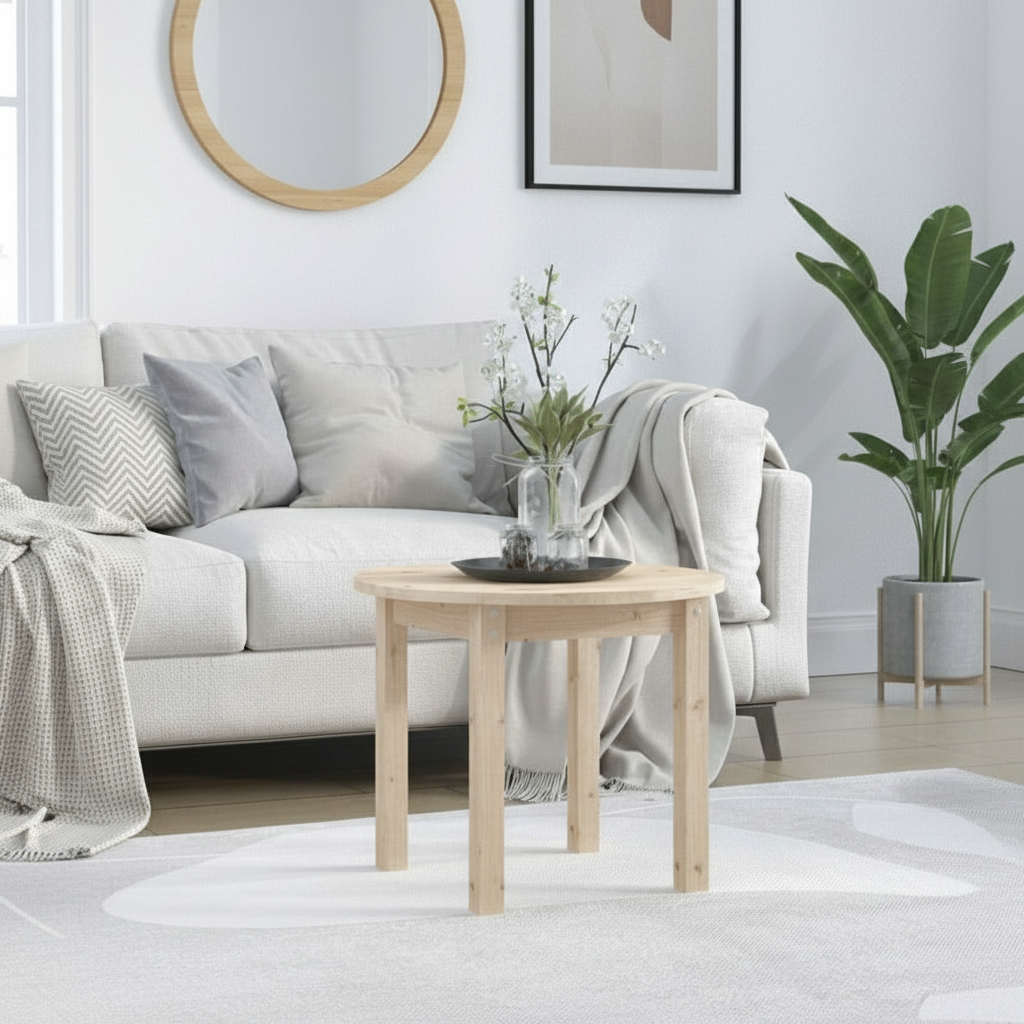 Bijzettafel rond massief grenenhout - meerdere kleuren