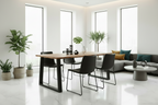 Eettafel van massief Acacia hout en staal - bruin en zwart