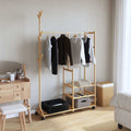 Kledingrek Met Schappen En Wielen 100X38X175,5 Cm Bamboe