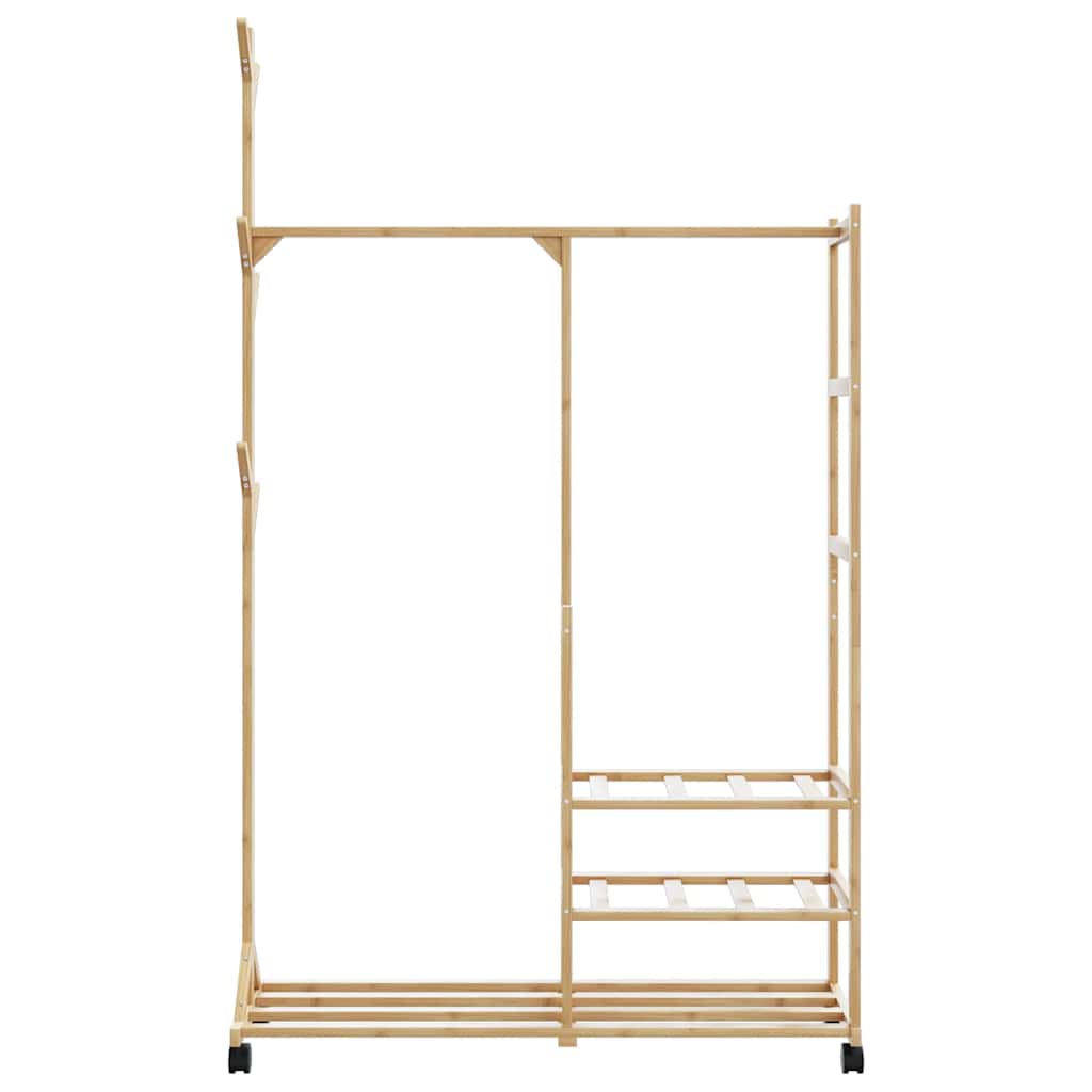 Kledingrek Met Schappen En Wielen 100X38X175,5 Cm Bamboe