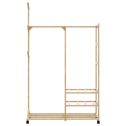 Kledingrek Met Schappen En Wielen 100X38X175,5 Cm Bamboe