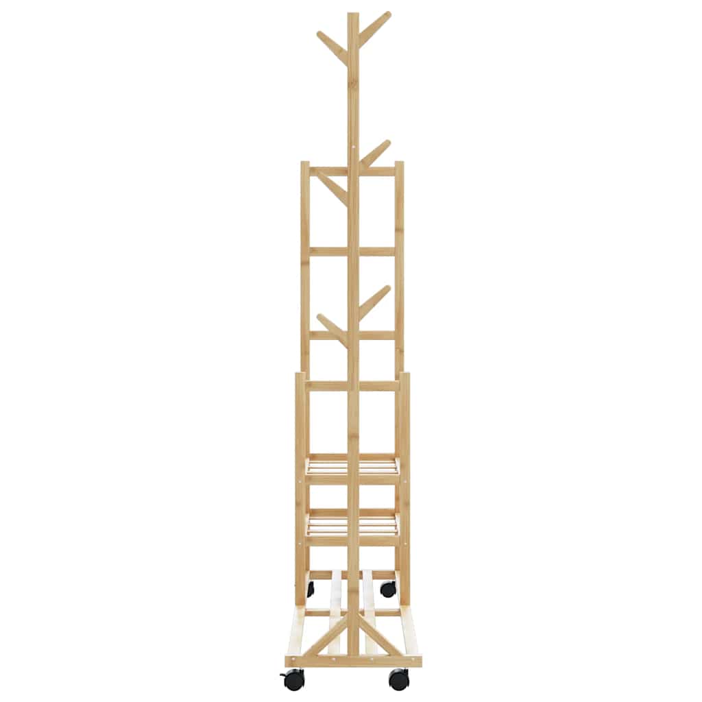 Kledingrek Met Schappen En Wielen 100X38X175,5 Cm Bamboe