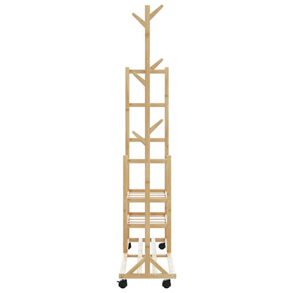 Kledingrek Met Schappen En Wielen 100X38X175,5 Cm Bamboe