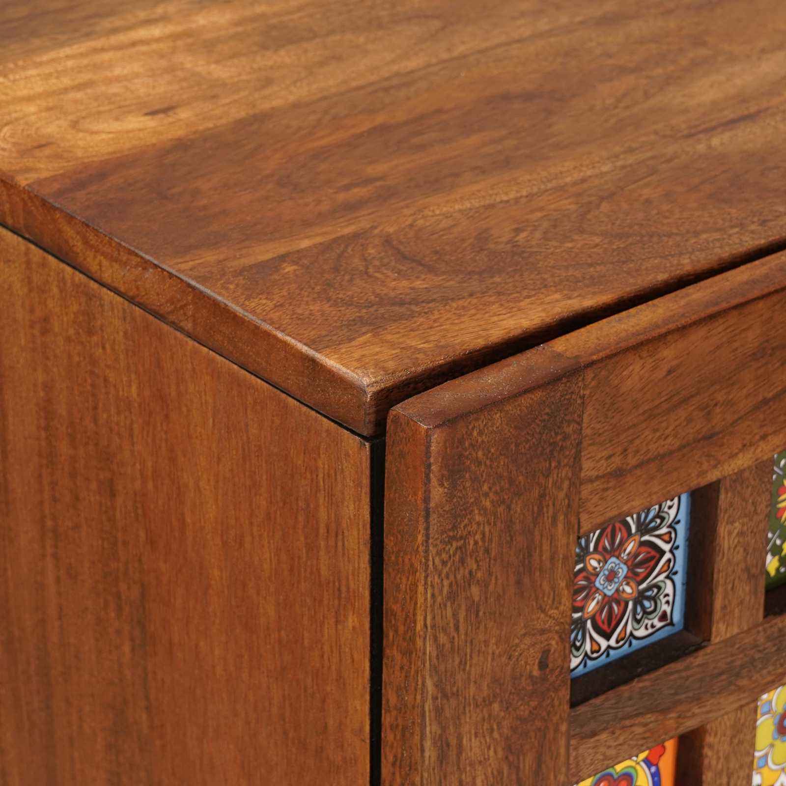 Hoge Kast 40 X 33 X 110 Cm Massief Mango Hout