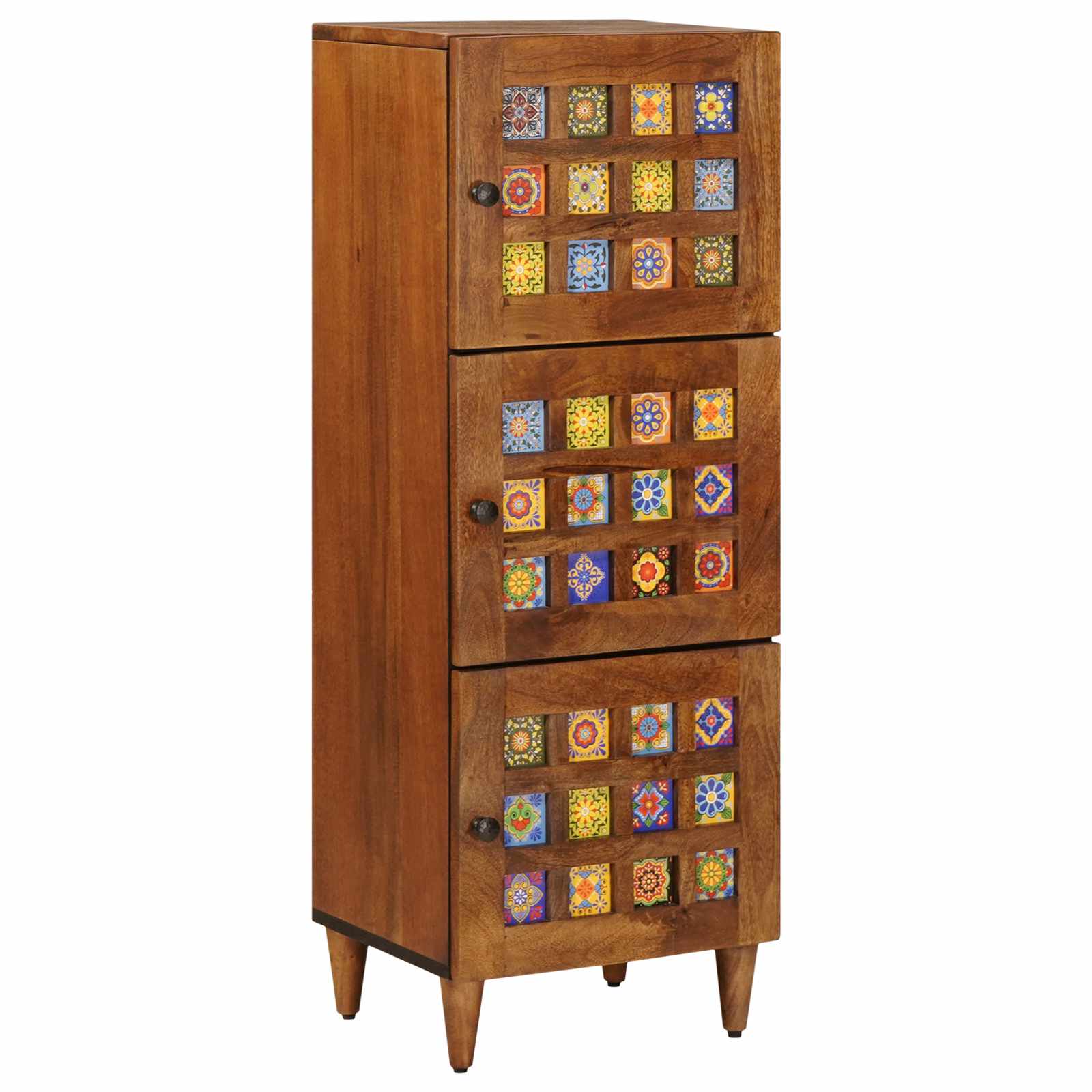 Hoge Kast 40 X 33 X 110 Cm Massief Mango Hout
