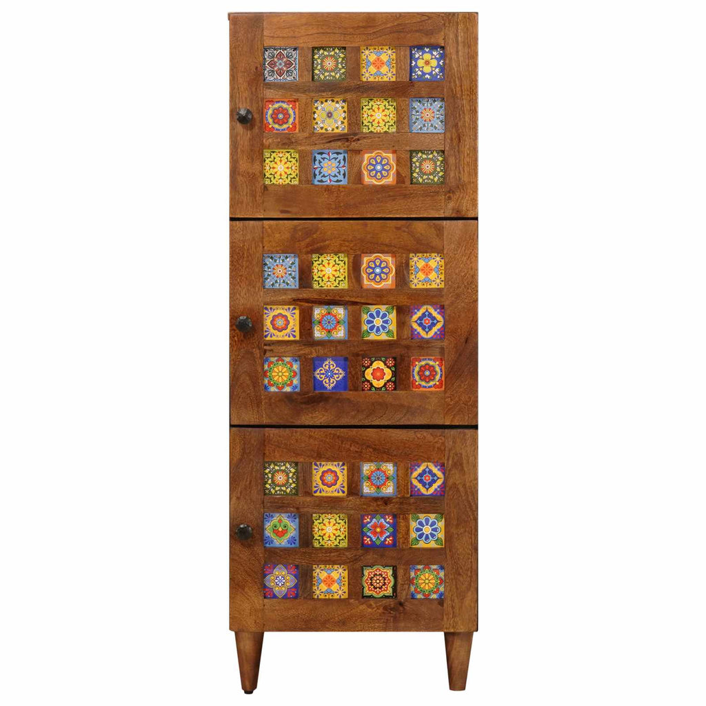 Hoge Kast 40 X 33 X 110 Cm Massief Mango Hout