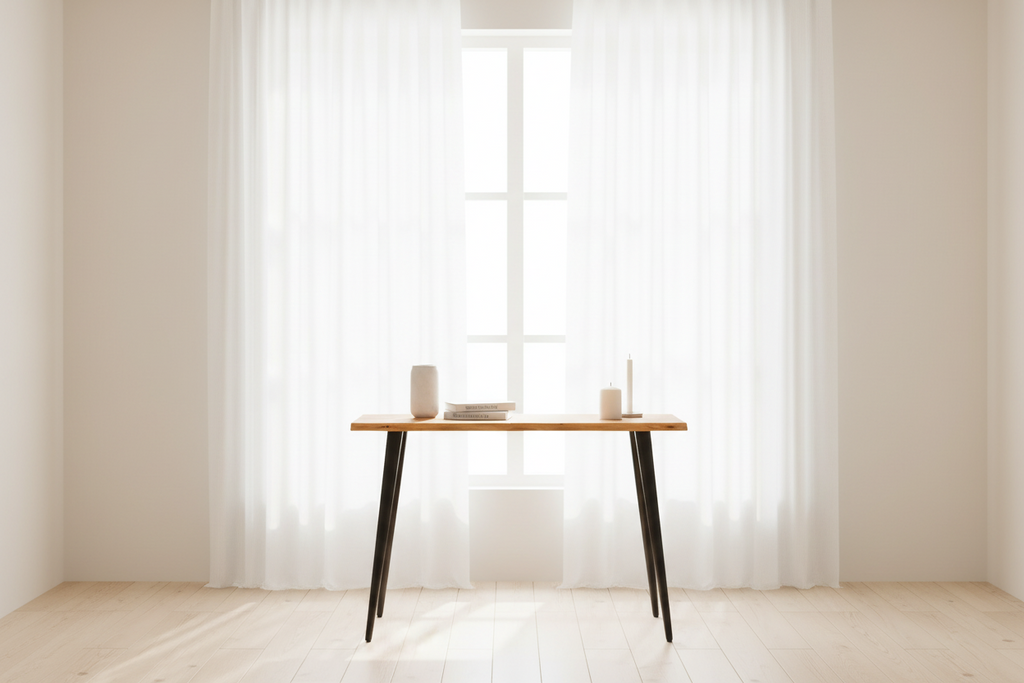 Handgemaakte eettafel van massief mango hout en metaal 110x55x78 cm - bruin en zwart