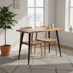 Handgemaakte eettafel van massief mango hout en metaal 110x55x78 cm - bruin en zwart