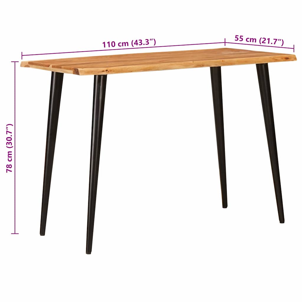 Eettafels Bruin En Zwart 110 X 55 X 78 Cm Massief Mango Hout