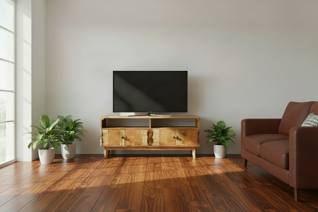 Handgemaakte tv-meubel van massief mango hout - bruin