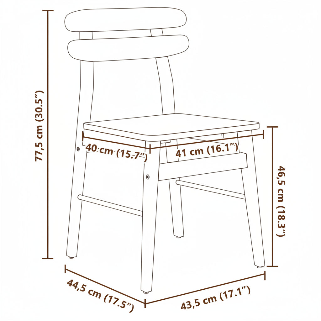 Eetkamerstoel 2 Pcs Massief Rubberhout