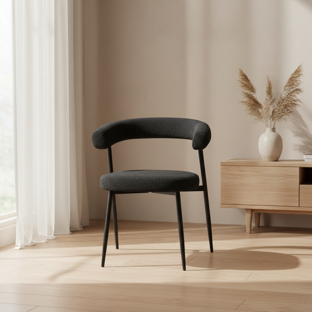 Design Japandi stoel chenille stof en metalen onderstel - meerdere kleuren