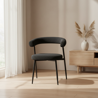 Design Japandi stoel chenille stof en metalen onderstel - meerdere kleuren