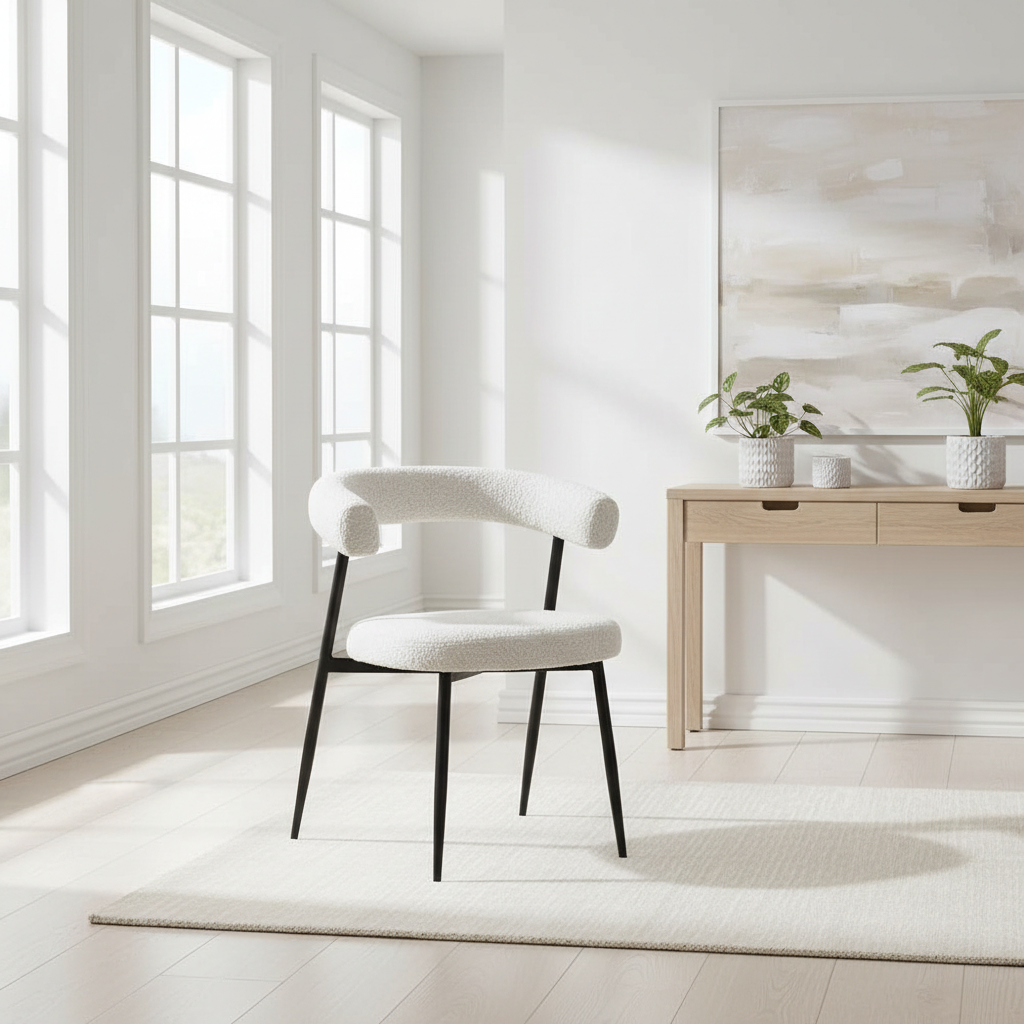 Design Japandi stoel chenille stof en metalen onderstel - meerdere kleuren