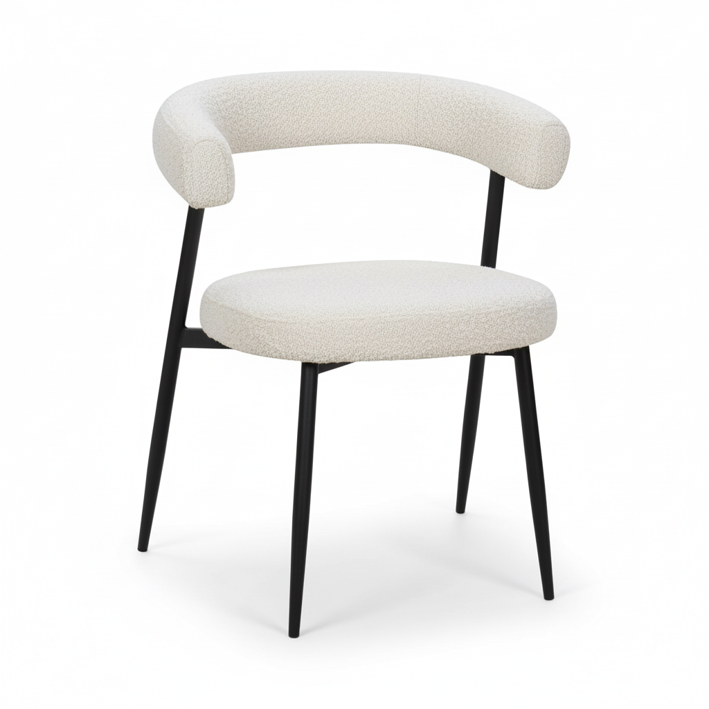 Design Japandi stoel chenille stof en metalen onderstel - meerdere kleuren