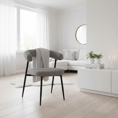 Design Japandi stoel chenille stof en metalen onderstel - meerdere kleuren