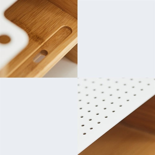 Ergonomische monitor standaard en toetsenbord opberglade - bamboe