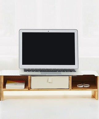 Ergonomische monitor standaard en toetsenbord opberglade - bamboe