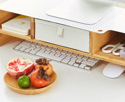 Ergonomische monitor standaard en toetsenbord opberglade - bamboe