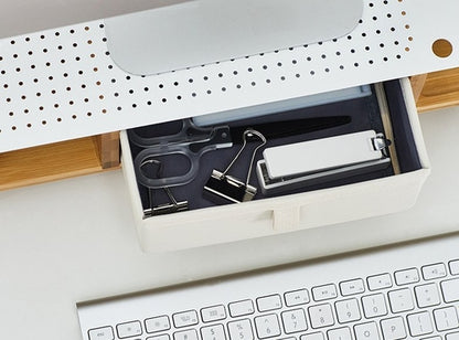 Ergonomische monitor standaard en toetsenbord opberglade - bamboe