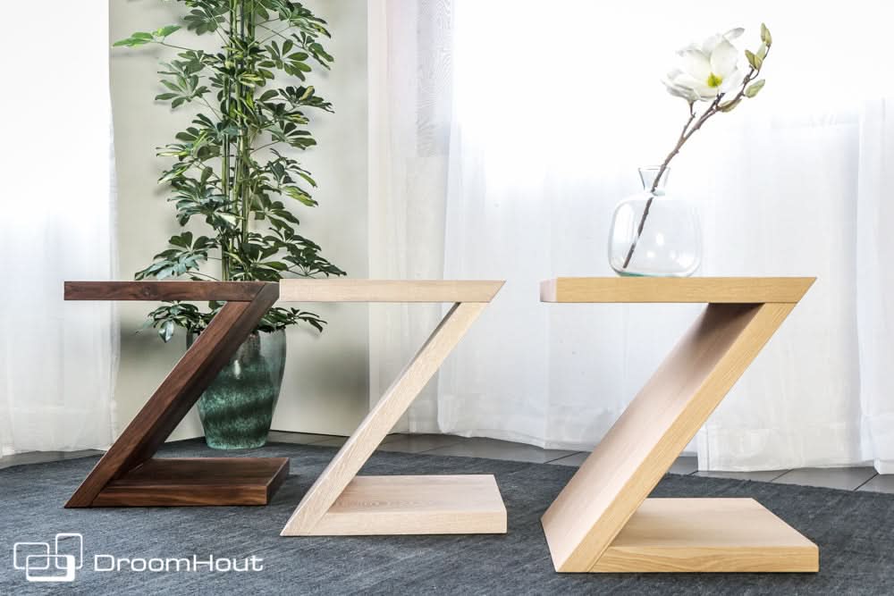 Bijzettafel Madrid massief eiken hout of noten hout - meerdere houttinten