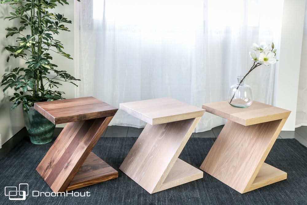 Bijzettafel Madrid massief eiken hout of noten hout - meerdere houttinten