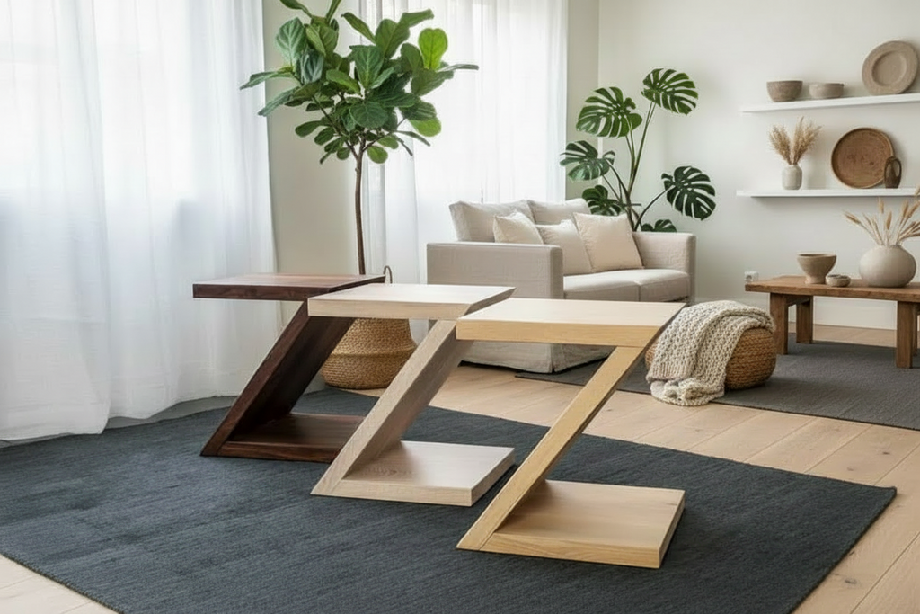 Bijzettafel Madrid massief eiken hout of noten hout - meerdere houttinten