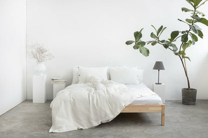 100% linnen beddengoed set met knopen sluiting - wit