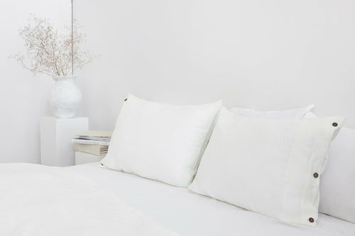 100% linnen beddengoed set met knopen sluiting - wit