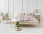 100% linnen dekbedovertrek met strik sluiting - pastel roze