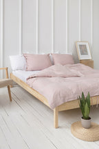 100% linnen dekbedovertrek met strik sluiting - pastel roze
