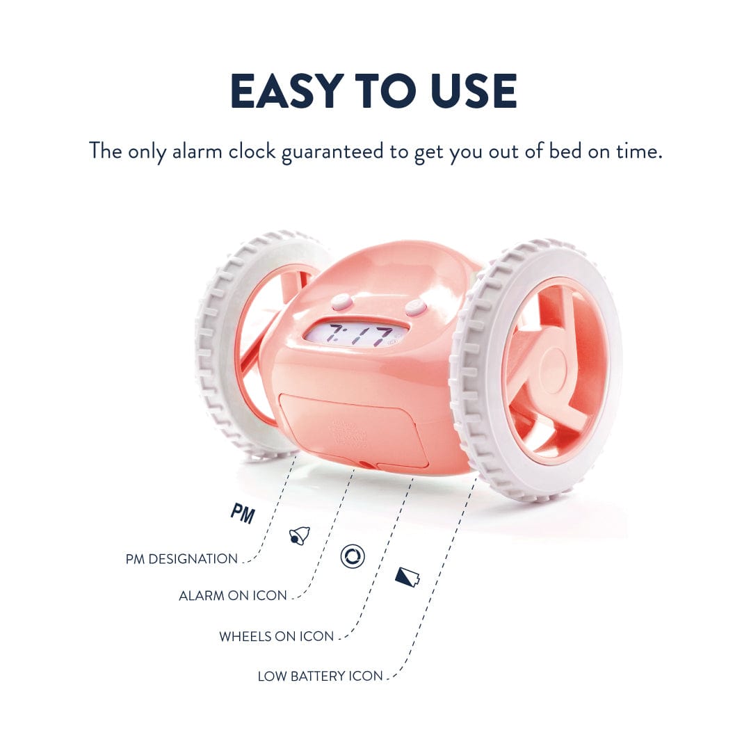 Rijdend digitaal alarm wekker op wielen - roze
