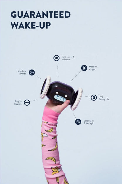 Digitaal alarm wekker op wielen - zwart