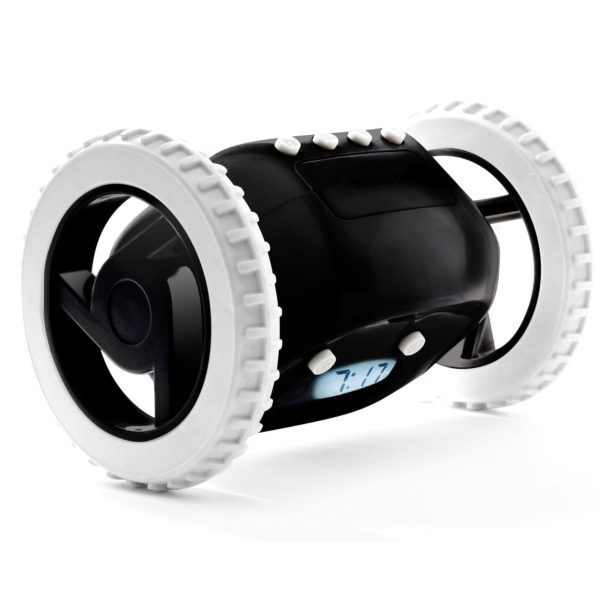 Digitaal alarm wekker op wielen - zwart