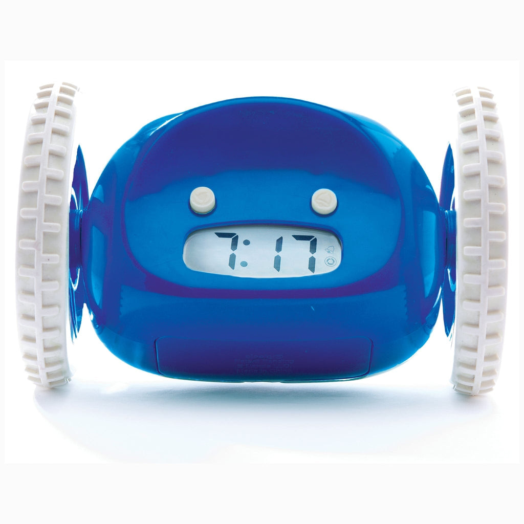 Digitaal alarm wekker op wielen - blauw