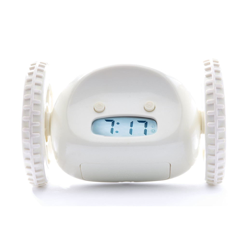Digitaal alarm wekker op wielen - wit