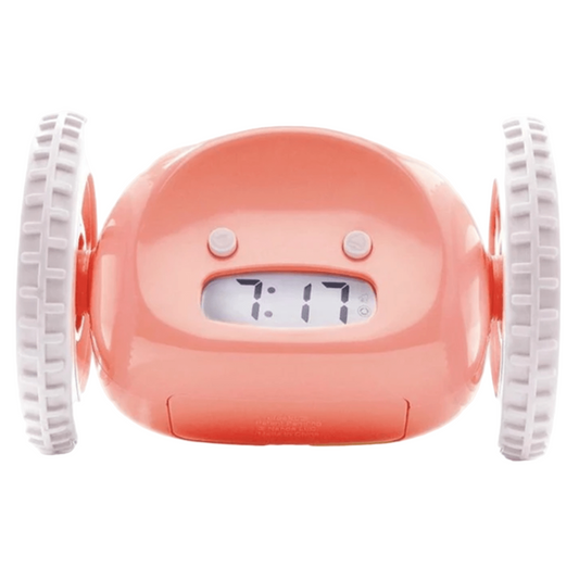 Rijdend digitaal alarm wekker op wielen - roze