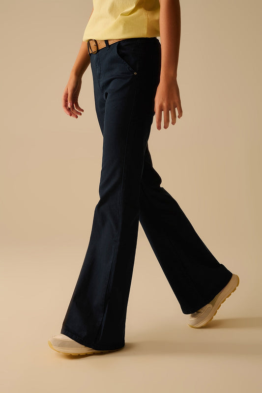 Flared jeans katoen - navy (donkerblauw)