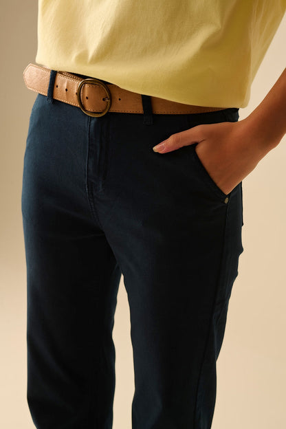 Flared jeans katoen - navy (donkerblauw)
