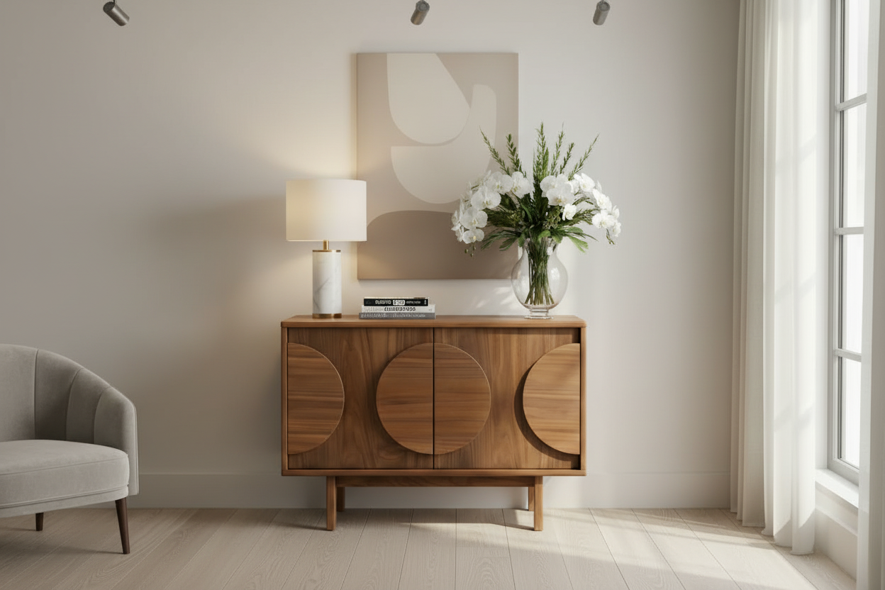 Design dressoir kast Zuiver Groove massief Walnoot of Eiken hout - bruin
