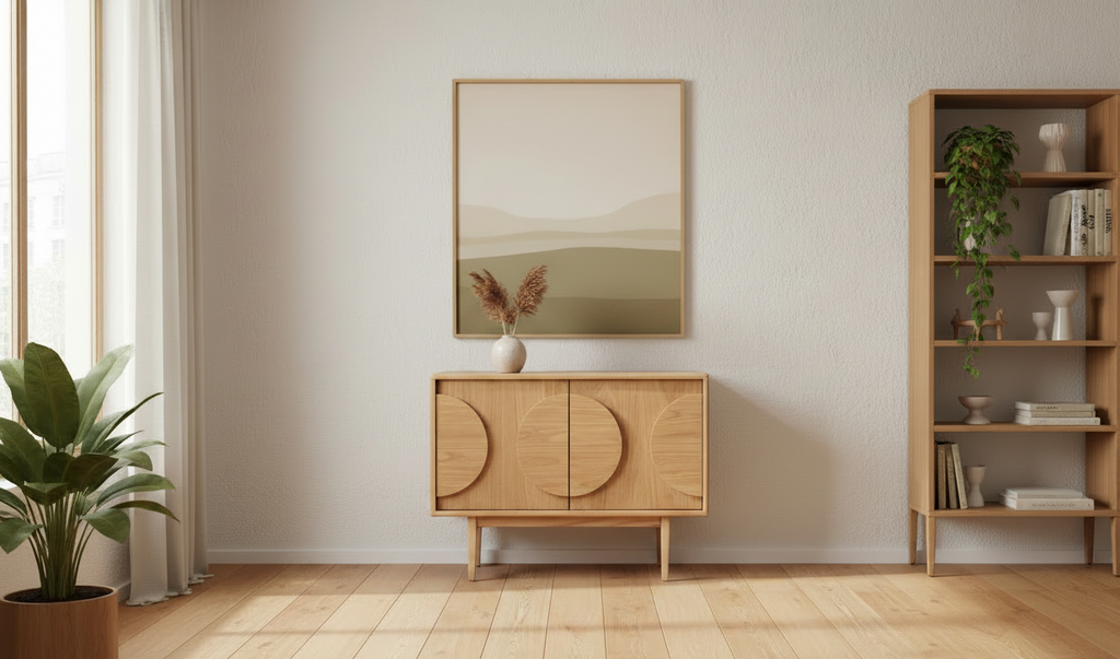 Design dressoir kast Zuiver Groove massief Walnoot of Eiken hout - bruin