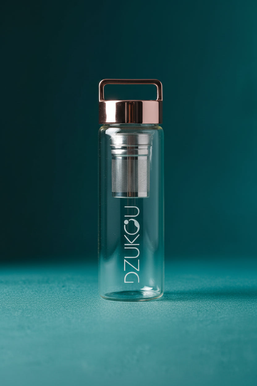 Glazen theefles infuser voor onderweg 450 ml - meerdere varianten