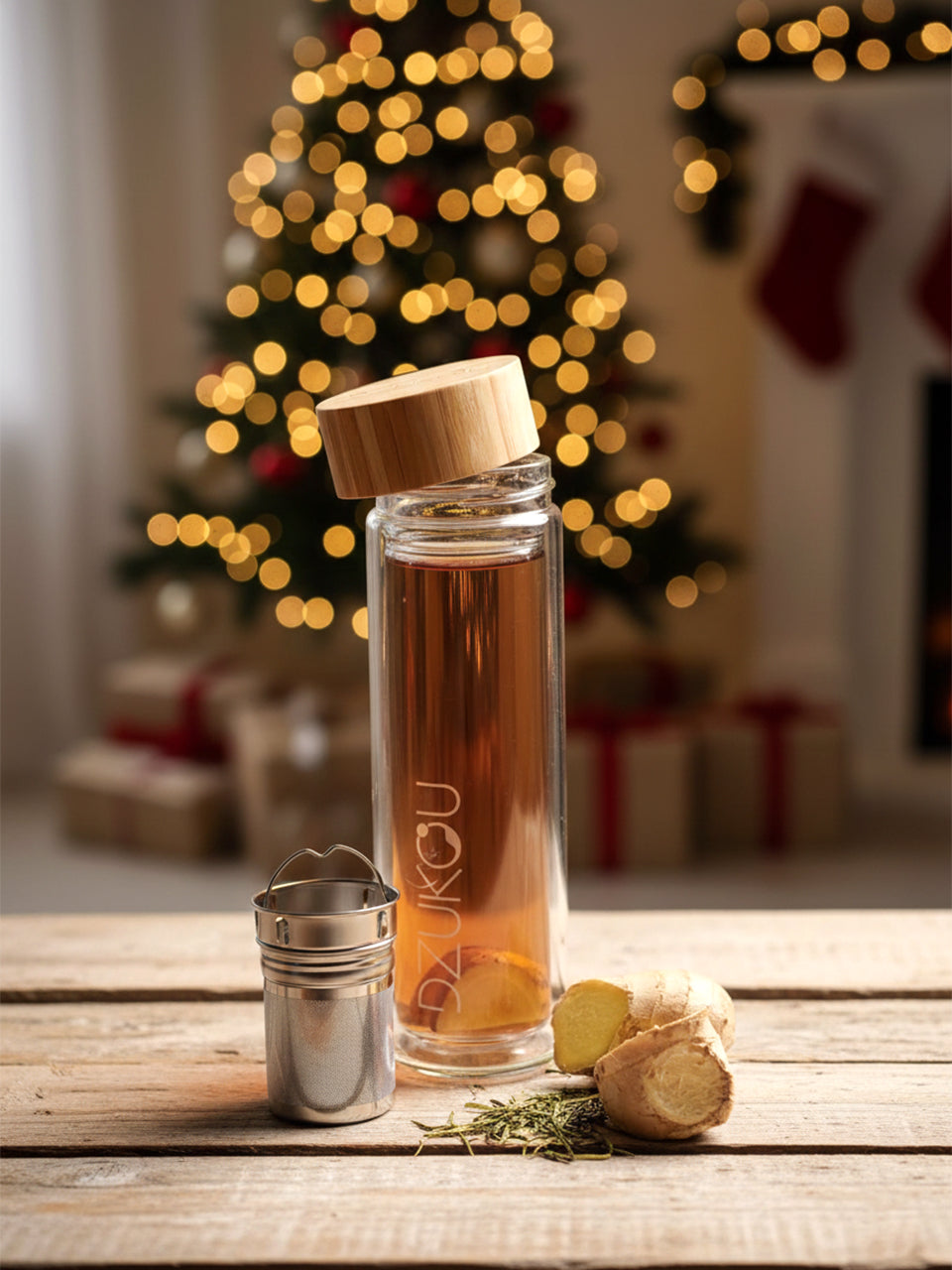 Glazen theefles infuser voor onderweg 450 ml - meerdere varianten