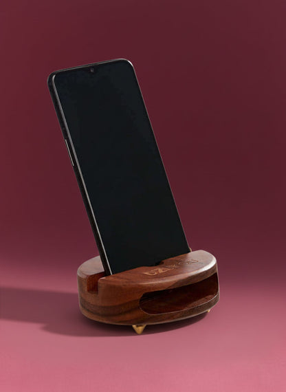 Design telefoon standaard en geluid versterker van bamboe - bruin