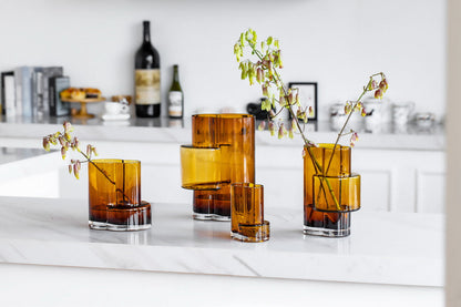 Constructivist design vaas 32 cm - Amber