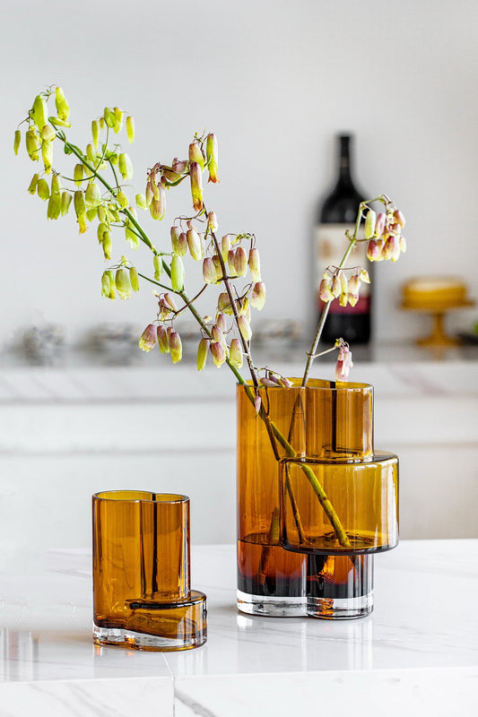 Constructivist design vaas 32 cm - Amber